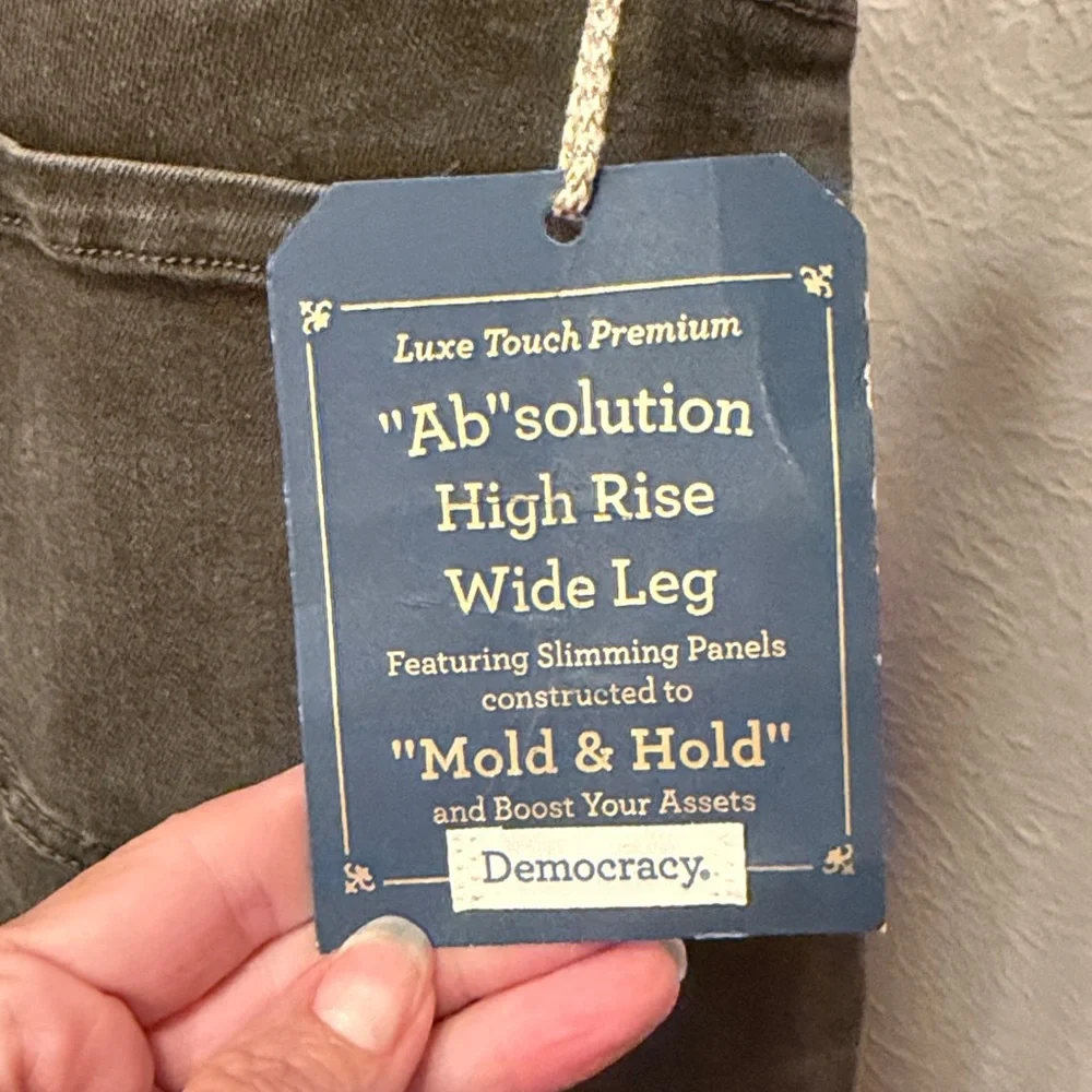 🫒🫒🫒BOGOHO🫒🫒🫒Democracy Olive Green Wide Leg Jeans-Size 4 - Picture 8 of 14